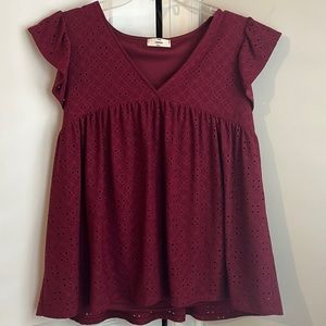 Burgundy/ Merlot Babydoll top blouse